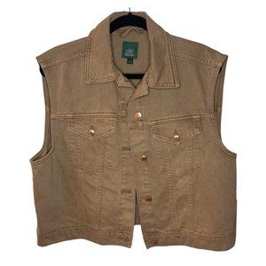 NWT Wild Fable Brown 100% Cotton Denim Trucker Vest Size Large